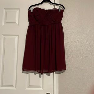 Burgundy strapless dress